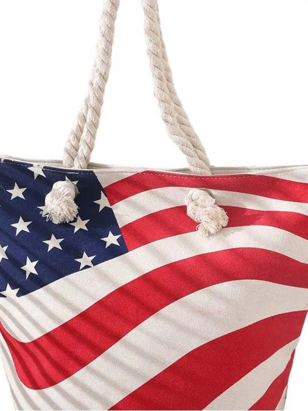Patriotic Stripe Canvas Tote in Red, White & Blue